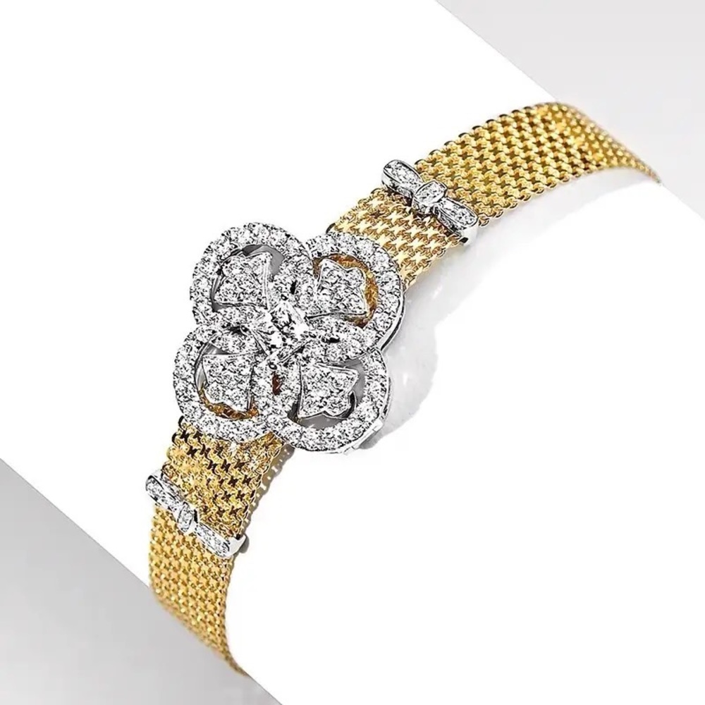 Silver Gold CZ Vintage Style Bracelet - Picture 2 of 6